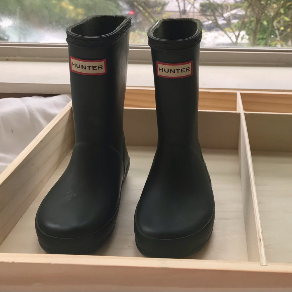 Hunter Green Rain Boots - Toddler size US 8 (UK 7)